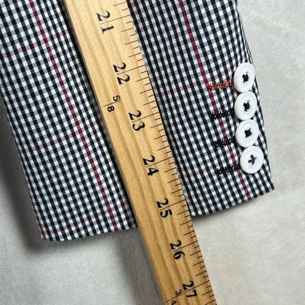 Paisley & Gray 40R Preppy Black and White Checkered Blazer with Red Accents